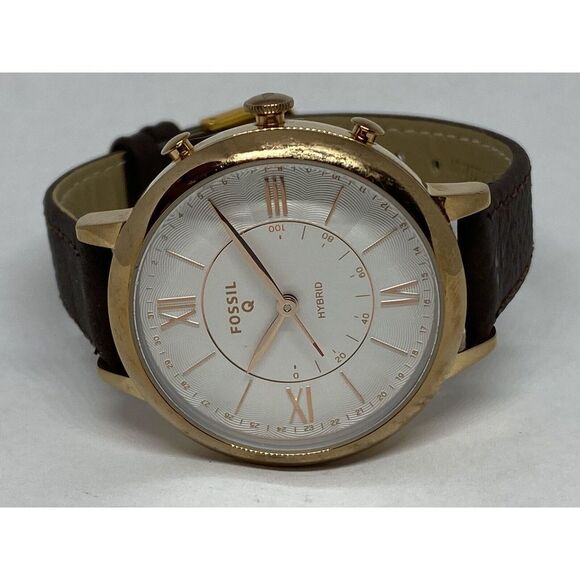 Fossil FTW5030 Women's Brown Leather Analog White Dial Hybrid Smartwatch CM442 - Picture 5 of 11